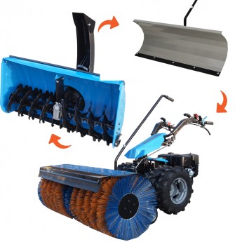 [매그넘] 3-IN-1 대형 4륜구동/유압식 15HP 멀티 제설기계+브러쉬+제설판 MF400-FULL SET